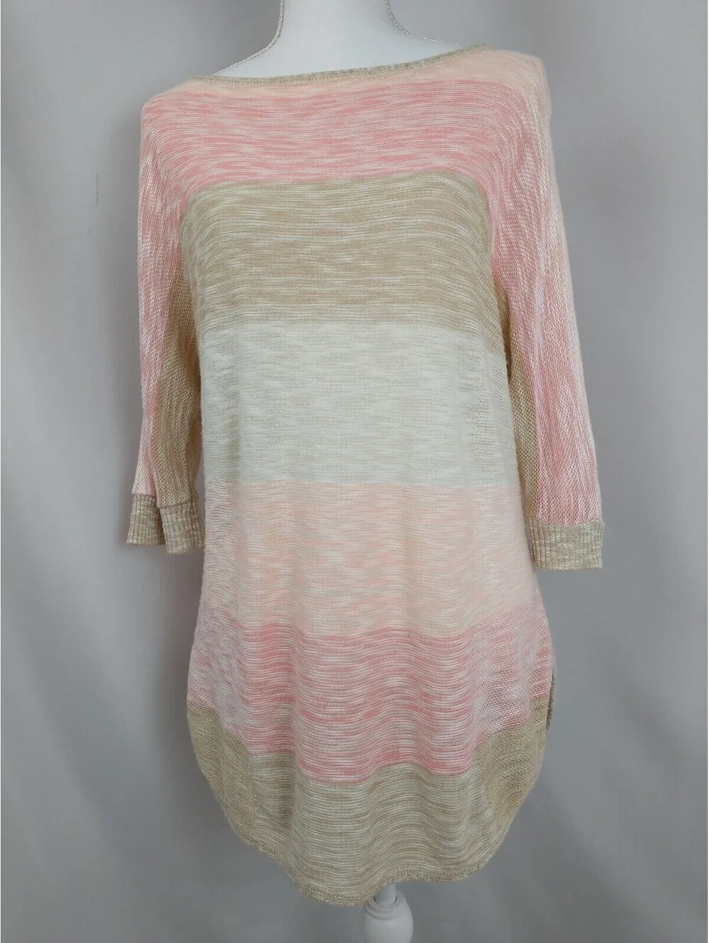 Two-one-two New York Petite, Knit Sweater, Pastel Colors, 3/4 Sleeve, Light,...